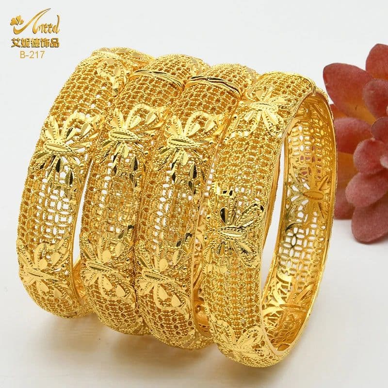 image-ANIID Dubai 24K Gold Color Bracelets For Women Luxury Jewelry Designers Indian Bangles African Arabic Wholesale Wedding Bridal