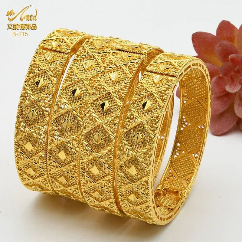 image-ANIID Dubai 24K Gold Color Bracelets For Women Luxury Jewelry Designers Indian Bangles African Arabic Wholesale Wedding Bridal