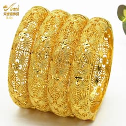 image-ANIID Dubai 24K Gold Color Bracelets For Women Luxury Jewelry Designers Indian Bangles African Arabic Wholesale Wedding Bridal