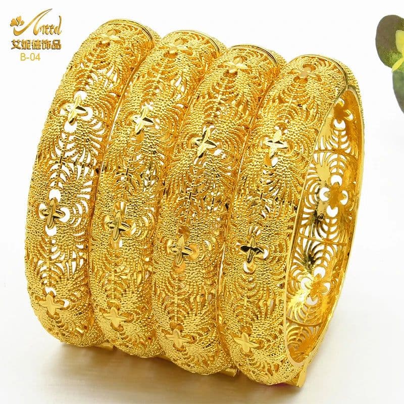 image-ANIID Dubai 24K Gold Color Bracelets For Women Luxury Jewelry Designers Indian Bangles African Arabic Wholesale Wedding Bridal