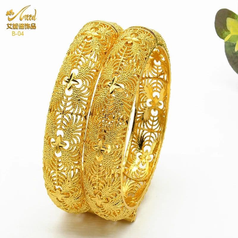 image-ANIID Dubai 24K Gold Color Bracelets For Women Luxury Jewelry Designers Indian Bangles African Arabic Wholesale Wedding Bridal