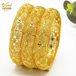 image-ANIID Dubai 24K Gold Color Bracelets For Women Luxury Jewelry Designers Indian Bangles African Arabic Wholesale Wedding Bridal