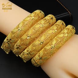 image-ANIID Dubai 24K Gold Color Bracelets For Women Luxury Jewelry Designers Indian Bangles African Arabic Wholesale Wedding Bridal