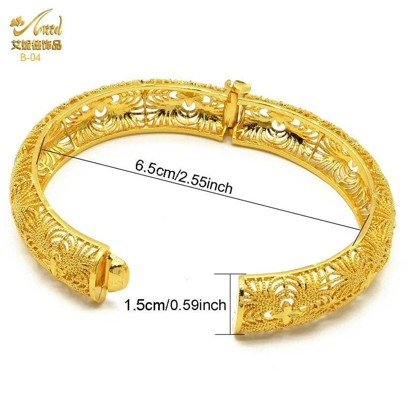 image-ANIID Dubai 24K Gold Color Bracelets For Women Luxury Jewelry Designers Indian Bangles African Arabic Wholesale Wedding Bridal