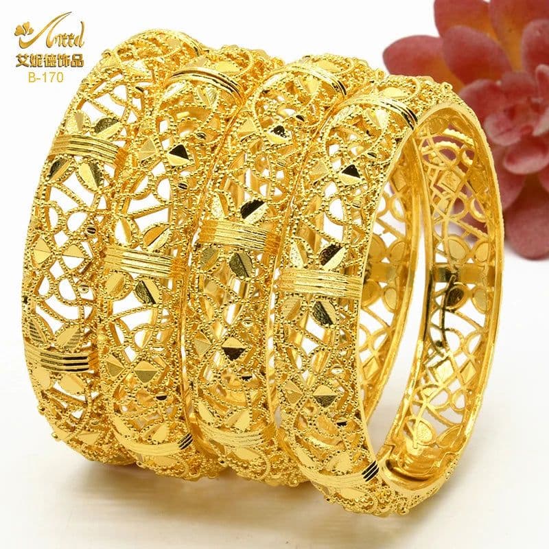 image-ANIID Dubai 24K Gold Color Bracelets For Women Luxury Jewelry Designers Indian Bangles African Arabic Wholesale Wedding Bridal
