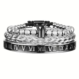 image-Luxury Enamel Roman Bracelet Royal Crown Charm Men Stainless Steel Geometry Pulseiras Open Adjustable Bracelets Couple Jewelry