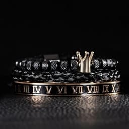 image-Luxury Enamel Roman Bracelet Royal Crown Charm Men Stainless Steel Geometry Pulseiras Open Adjustable Bracelets Couple Jewelry