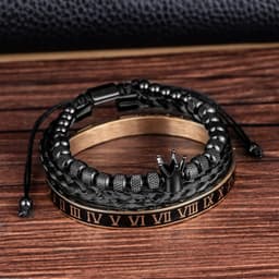 image-Luxury Enamel Roman Bracelet Royal Crown Charm Men Stainless Steel Geometry Pulseiras Open Adjustable Bracelets Couple Jewelry