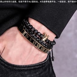 image-Luxury Enamel Roman Bracelet Royal Crown Charm Men Stainless Steel Geometry Pulseiras Open Adjustable Bracelets Couple Jewelry