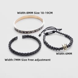 image-Luxury Enamel Roman Bracelet Royal Crown Charm Men Stainless Steel Geometry Pulseiras Open Adjustable Bracelets Couple Jewelry