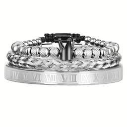 image-Luxury Enamel Roman Bracelet Royal Crown Charm Men Stainless Steel Geometry Pulseiras Open Adjustable Bracelets Couple Jewelry