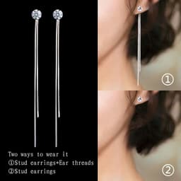 image-Drop Zircon Long Tassel Earrings Female Rhinestone Wedding Pendant Earrings Party Jewelry Silver Color Fashion Ear Accessories