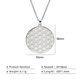 image-LIKGREAT Flower of Life Pendant Necklace for Women Mandala Chakra Hollow Stainless Steel Charms Jewelry Geometry Amulet Gift
