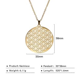 image-LIKGREAT Flower of Life Pendant Necklace for Women Mandala Chakra Hollow Stainless Steel Charms Jewelry Geometry Amulet Gift