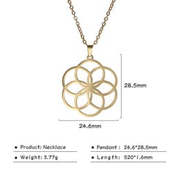 image-LIKGREAT Flower of Life Pendant Necklace for Women Mandala Chakra Hollow Stainless Steel Charms Jewelry Geometry Amulet Gift