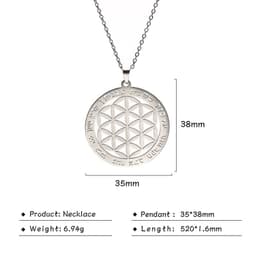 image-LIKGREAT Flower of Life Pendant Necklace for Women Mandala Chakra Hollow Stainless Steel Charms Jewelry Geometry Amulet Gift