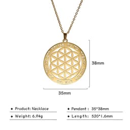 image-LIKGREAT Flower of Life Pendant Necklace for Women Mandala Chakra Hollow Stainless Steel Charms Jewelry Geometry Amulet Gift