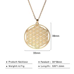 image-LIKGREAT Flower of Life Pendant Necklace for Women Mandala Chakra Hollow Stainless Steel Charms Jewelry Geometry Amulet Gift