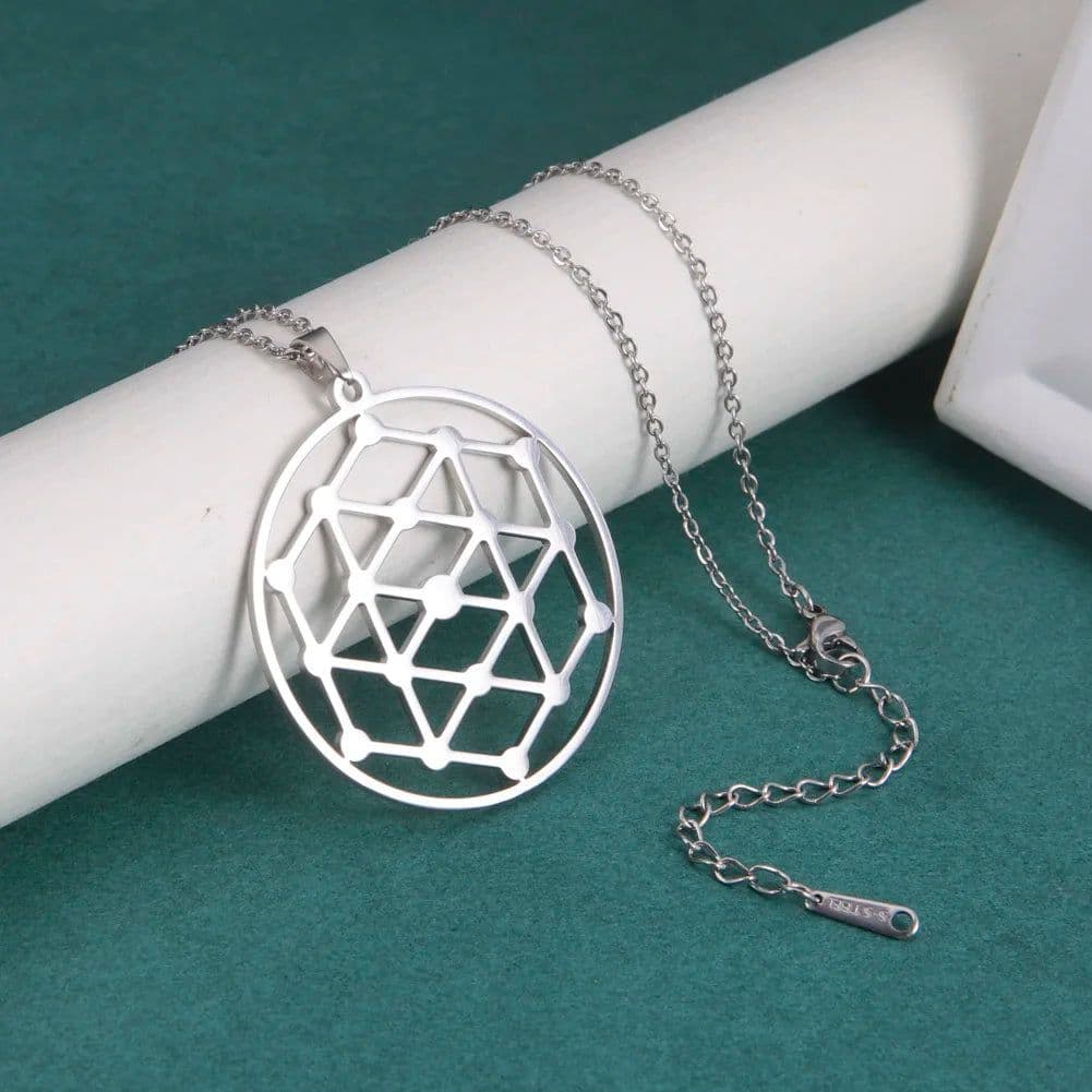 image-LIKGREAT Flower of Life Pendant Necklace for Women Mandala Chakra Hollow Stainless Steel Charms Jewelry Geometry Amulet Gift