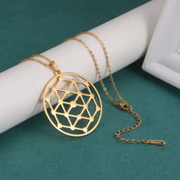 image-LIKGREAT Flower of Life Pendant Necklace for Women Mandala Chakra Hollow Stainless Steel Charms Jewelry Geometry Amulet Gift