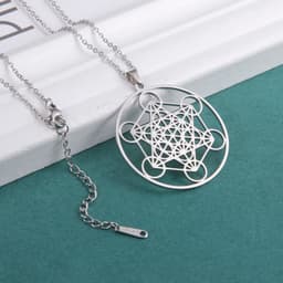 image-LIKGREAT Flower of Life Pendant Necklace for Women Mandala Chakra Hollow Stainless Steel Charms Jewelry Geometry Amulet Gift