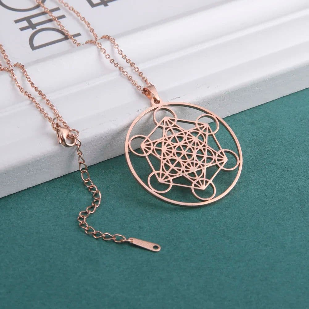 image-LIKGREAT Flower of Life Pendant Necklace for Women Mandala Chakra Hollow Stainless Steel Charms Jewelry Geometry Amulet Gift