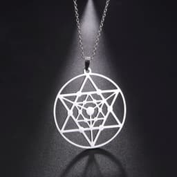image-LIKGREAT Flower of Life Pendant Necklace for Women Mandala Chakra Hollow Stainless Steel Charms Jewelry Geometry Amulet Gift