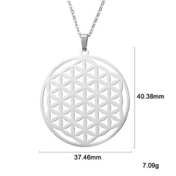 image-LIKGREAT Flower of Life Pendant Necklace for Women Mandala Chakra Hollow Stainless Steel Charms Jewelry Geometry Amulet Gift