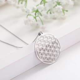 image-LIKGREAT Flower of Life Pendant Necklace for Women Mandala Chakra Hollow Stainless Steel Charms Jewelry Geometry Amulet Gift