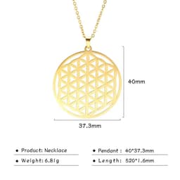 image-LIKGREAT Flower of Life Pendant Necklace for Women Mandala Chakra Hollow Stainless Steel Charms Jewelry Geometry Amulet Gift