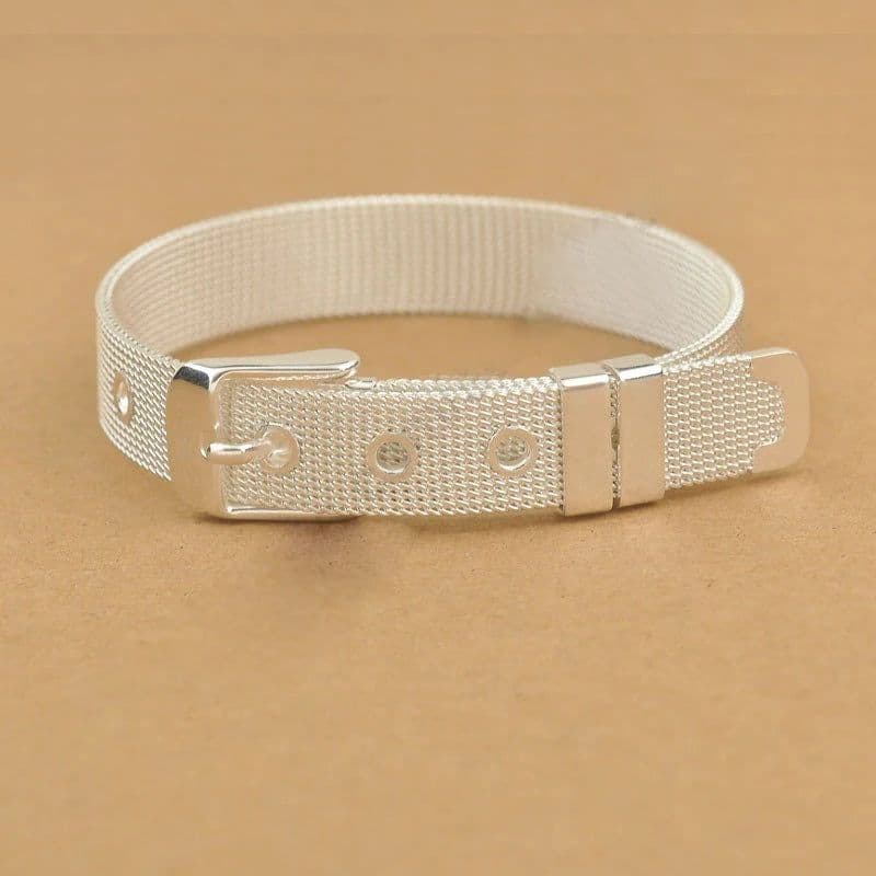 image-Fashionable Belt Design Pure 925 Sterling Silver Fine Jewelry Bracelet 2 Size Options For Woman Man