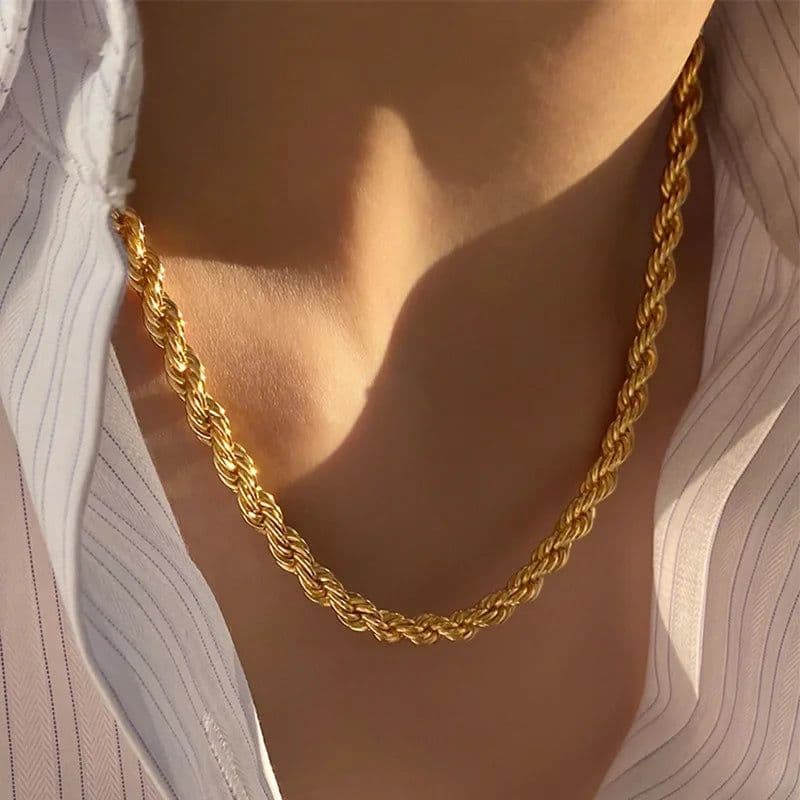 image-5mm stainless steel Gothic metal Twisted rope Chain Necklaces Simple men's and women's necklaces Jewelry wholesale
