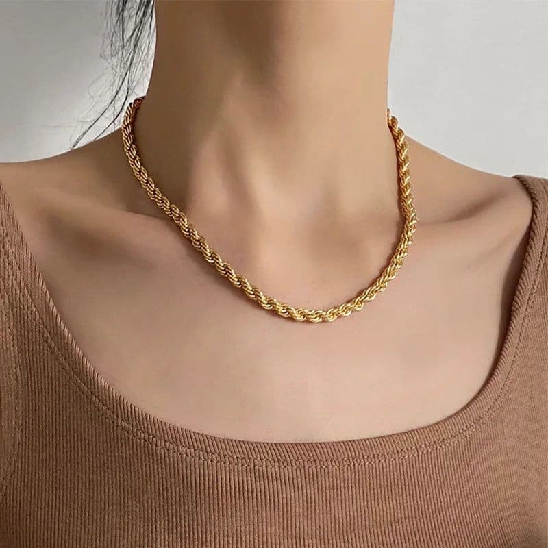 image-5mm stainless steel Gothic metal Twisted rope Chain Necklaces Simple men's and women's necklaces Jewelry wholesale