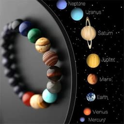 image-JD Natural Stone Eight Planets Bead Bracelets Men Women Universe Seven Chakra Bangle Yoga Energy Galaxy Solar Wristband Jewelry