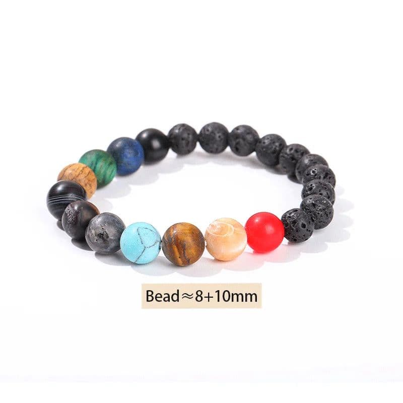 image-JD Natural Stone Eight Planets Bead Bracelets Men Women Universe Seven Chakra Bangle Yoga Energy Galaxy Solar Wristband Jewelry