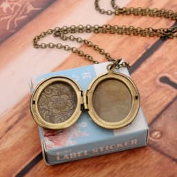 image-Oval Carved Flower Stripe Locket Pendant Necklace Women Vintage Ancient Brass Opening Photo Box Jewelry