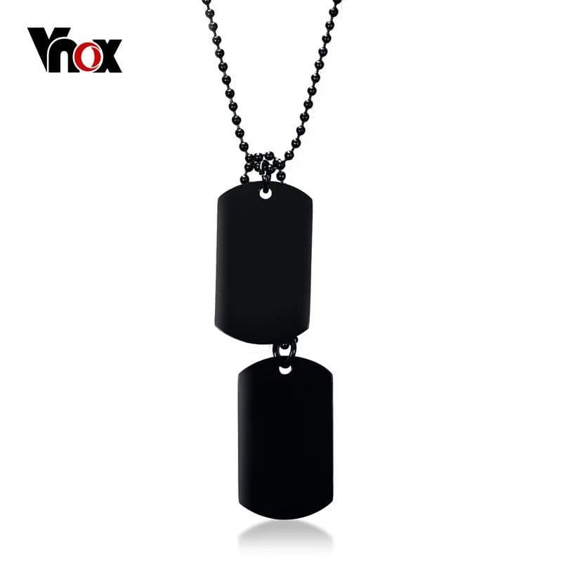 image-Vnox Stainless Steel Double Dog Tag Necklace for Men High Polished Pendant ID Men Jewelry 24" Chain Necklace