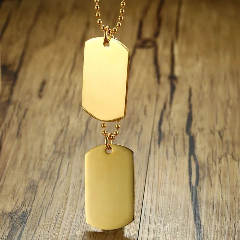 image-Vnox Stainless Steel Double Dog Tag Necklace for Men High Polished Pendant ID Men Jewelry 24" Chain Necklace