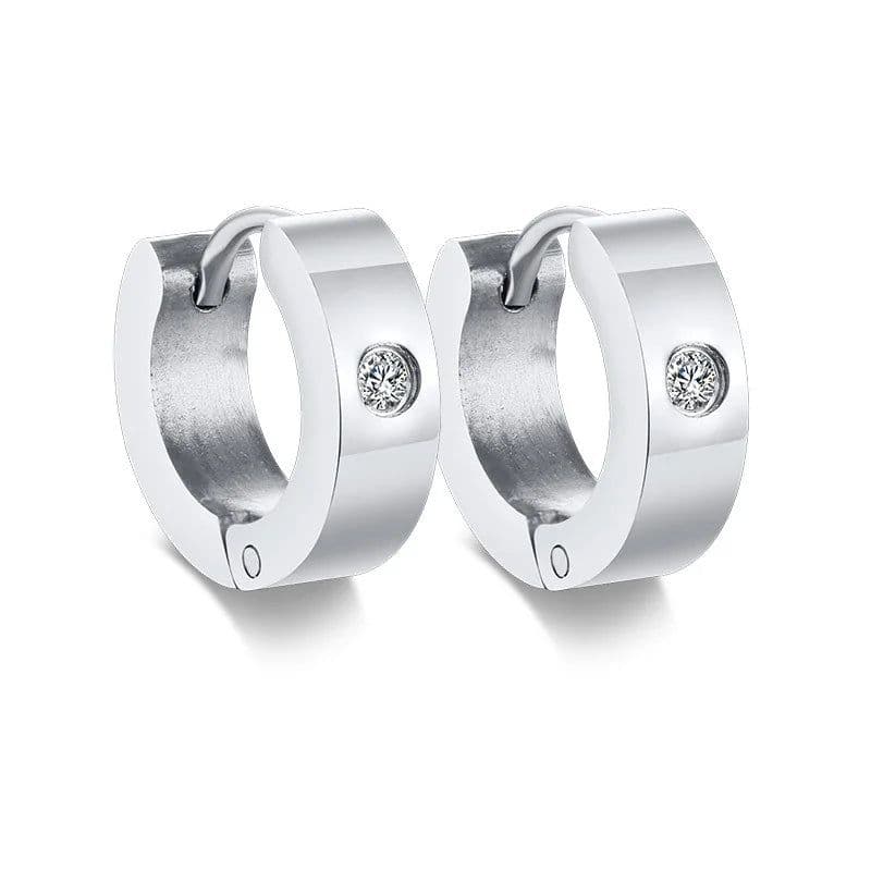 image-VNOX Cute Hoop Earrings for Men Punk Stainless Steel Huggie Small Earrings 4 Color