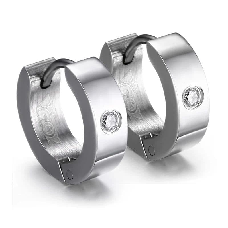 image-VNOX Cute Hoop Earrings for Men Punk Stainless Steel Huggie Small Earrings 4 Color