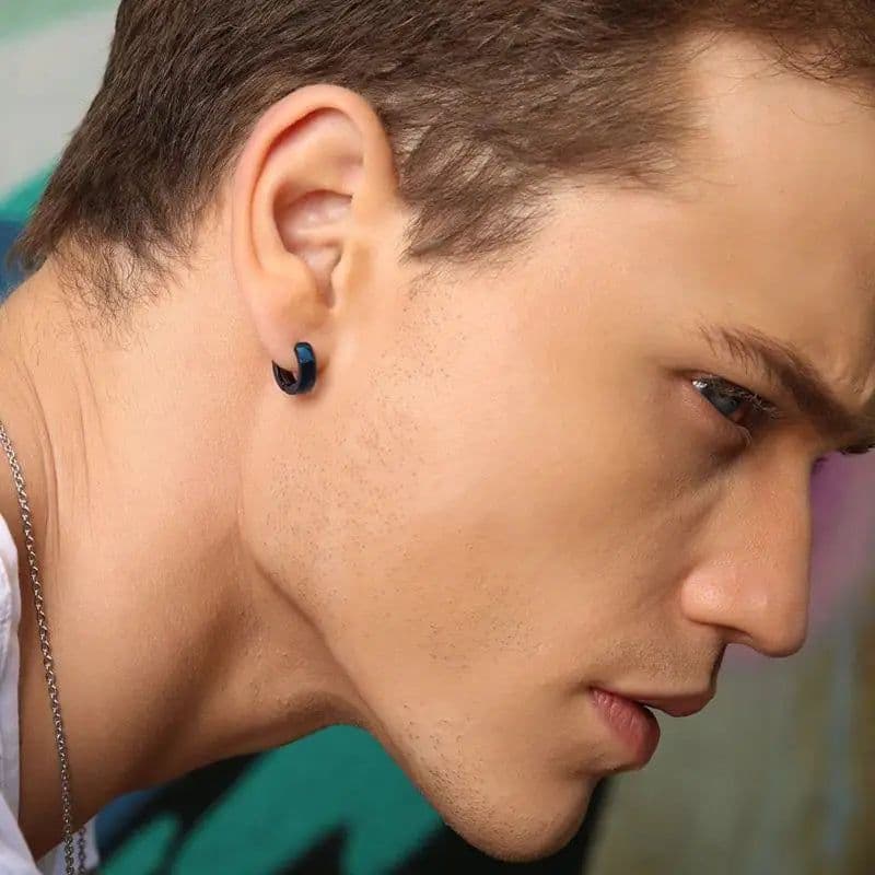 image-VNOX Cute Hoop Earrings for Men Punk Stainless Steel Huggie Small Earrings 4 Color