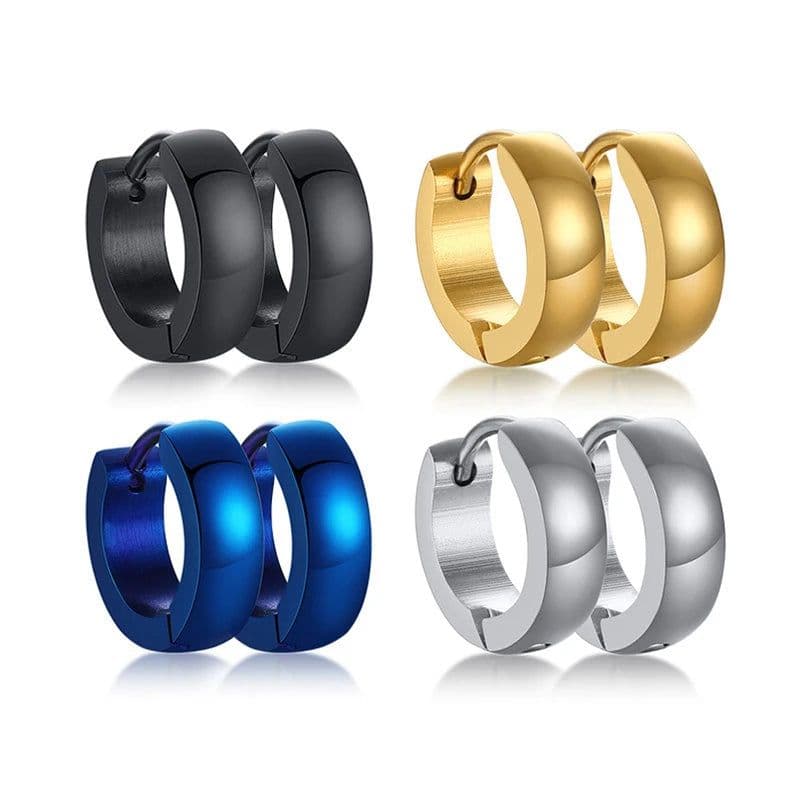image-VNOX Cute Hoop Earrings for Men Punk Stainless Steel Huggie Small Earrings 4 Color