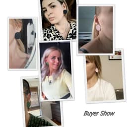 image-Women Korean Ear Jewelry Paint Black Round Earrings New Fashion Medium Statement Round Stud Earrings