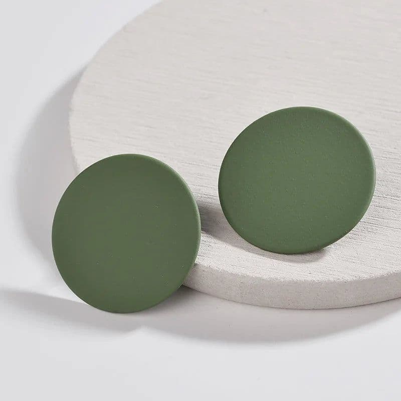 image-Women Korean Ear Jewelry Paint Black Round Earrings New Fashion Medium Statement Round Stud Earrings