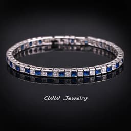 image-CWWZircons Brand Square 3mm Cubic Zirconia Tennis Bracelets for Woman White Gold Color Princess Cut CZ Wedding Jewelry CB169