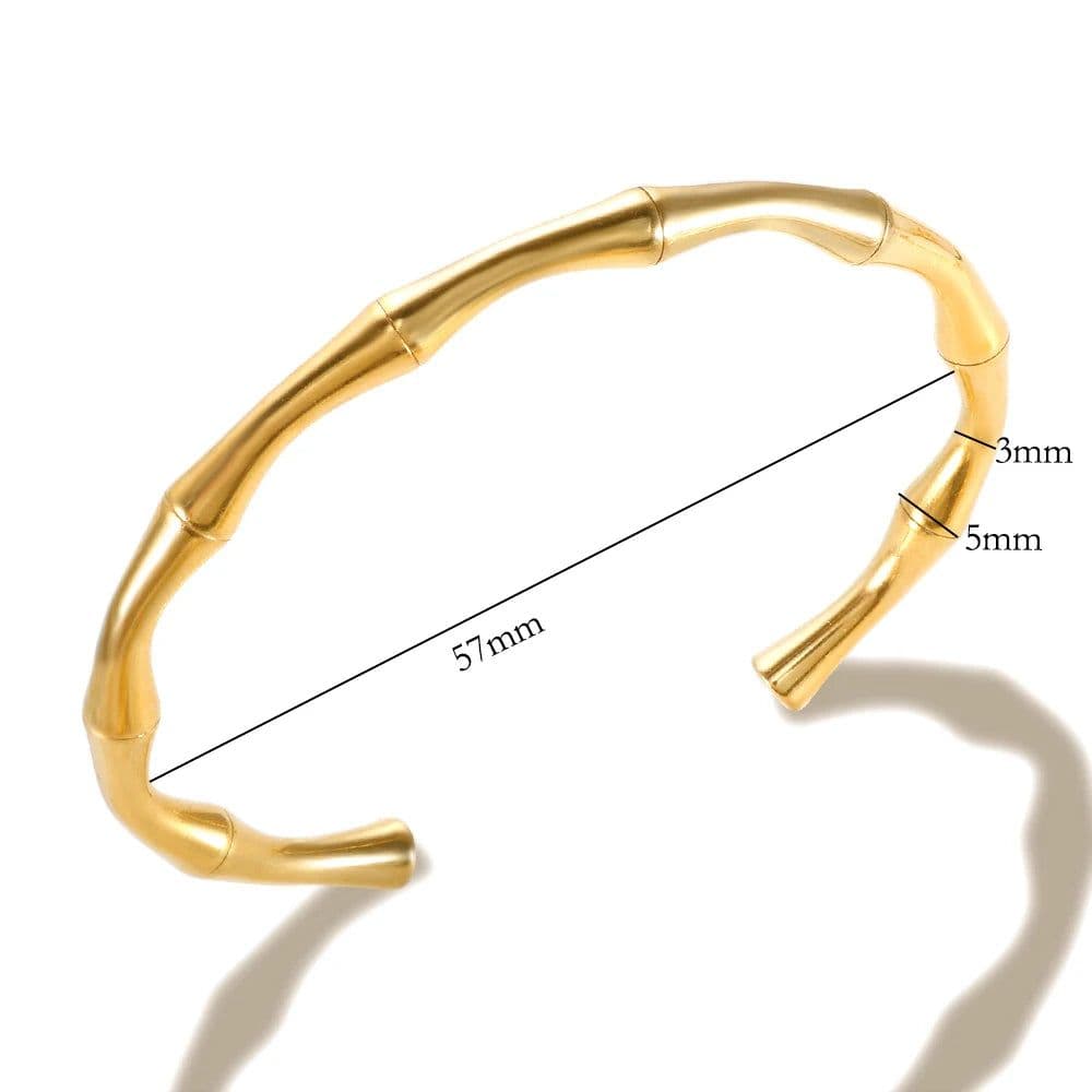 image-Stainless Steel Gold Color Thick Tube Open Bangle For Women Girl Hiphop Cuff Bracelet Jewelry