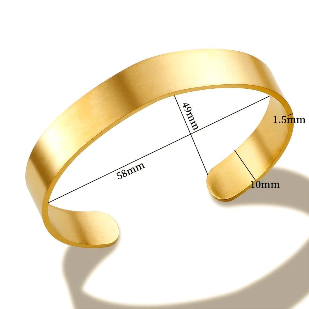 image-Stainless Steel Gold Color Thick Tube Open Bangle For Women Girl Hiphop Cuff Bracelet Jewelry