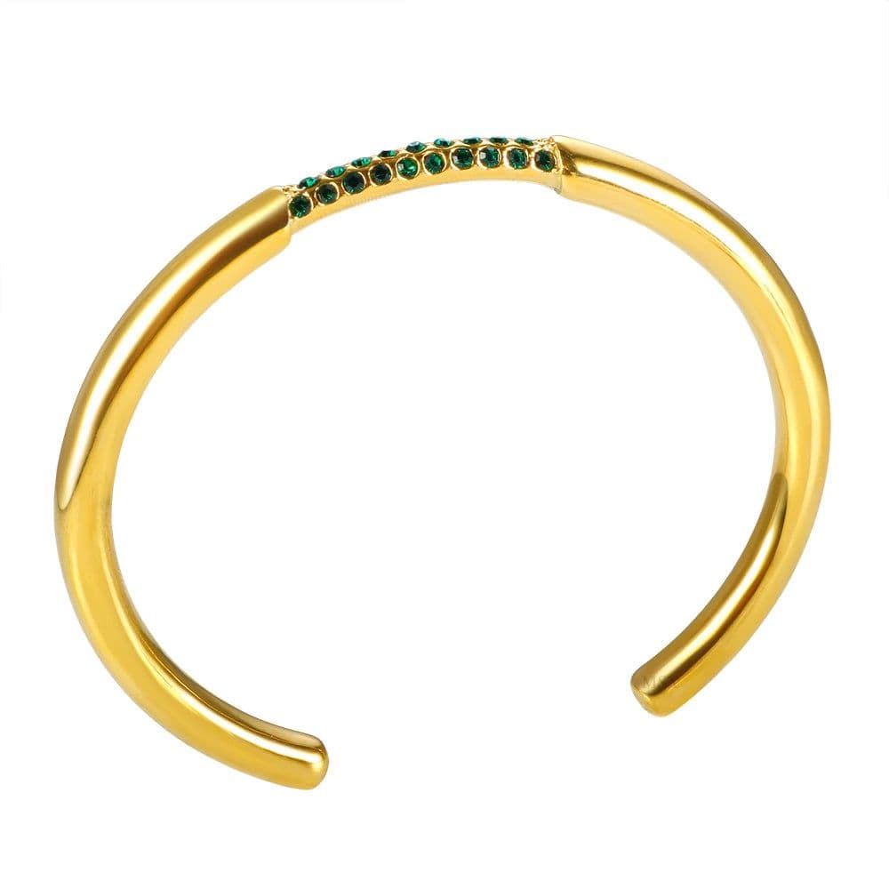 image-Stainless Steel Gold Color Thick Tube Open Bangle For Women Girl Hiphop Cuff Bracelet Jewelry