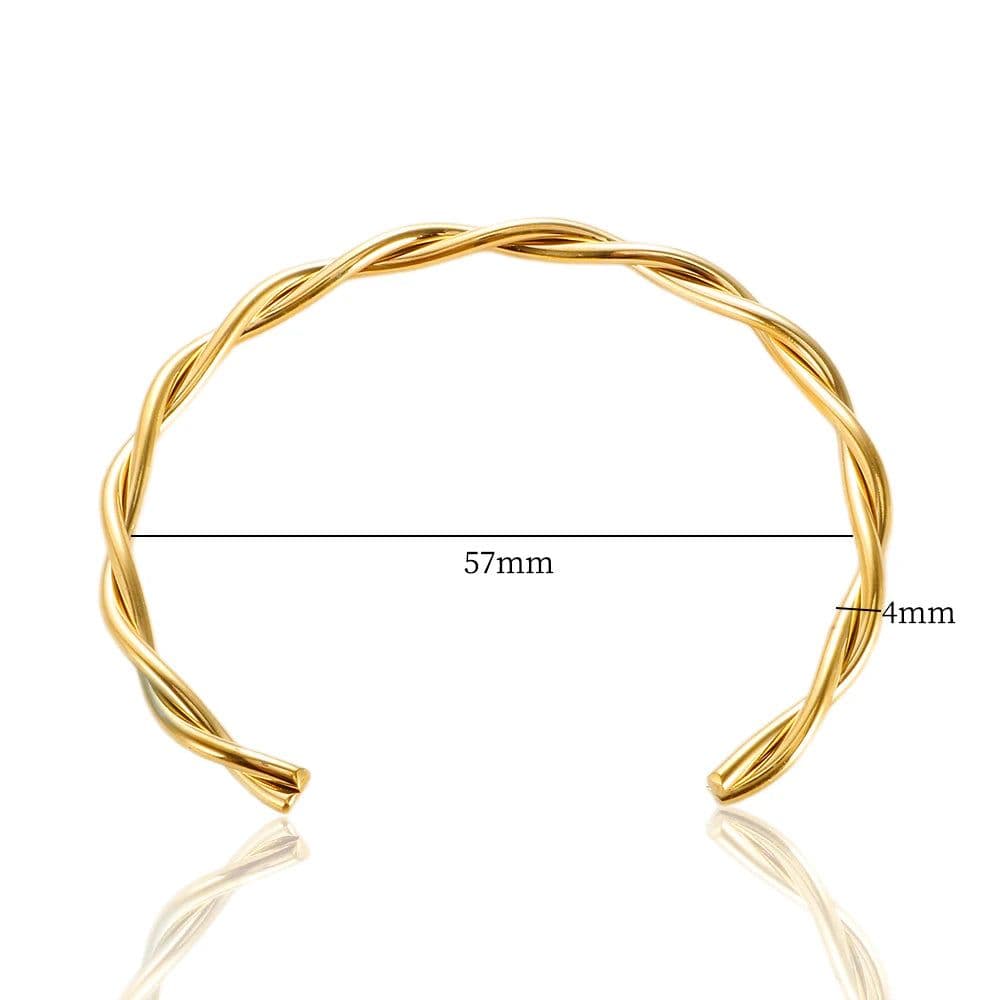 image-Stainless Steel Gold Color Thick Tube Open Bangle For Women Girl Hiphop Cuff Bracelet Jewelry