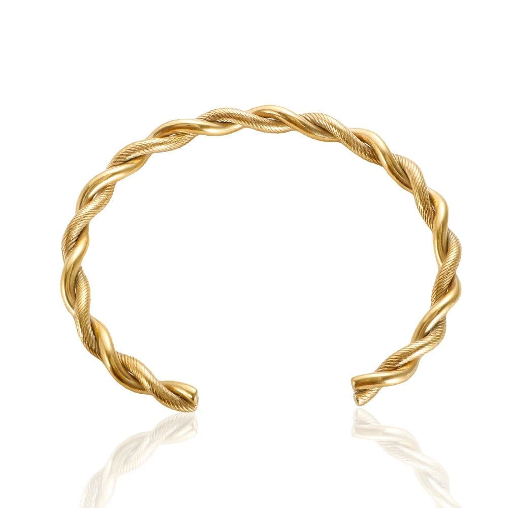 image-Stainless Steel Gold Color Thick Tube Open Bangle For Women Girl Hiphop Cuff Bracelet Jewelry
